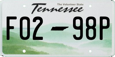 TN license plate F0298P