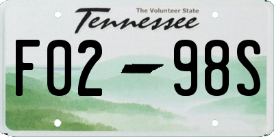 TN license plate F0298S