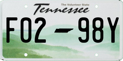 TN license plate F0298Y