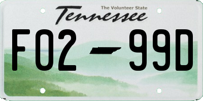 TN license plate F0299D