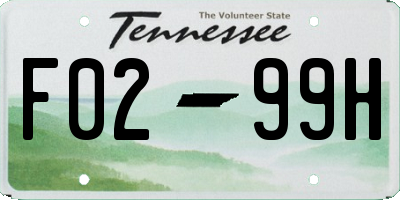 TN license plate F0299H