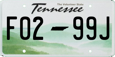 TN license plate F0299J
