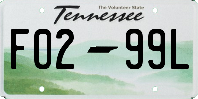 TN license plate F0299L