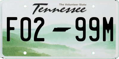 TN license plate F0299M