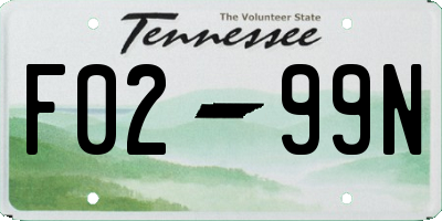 TN license plate F0299N