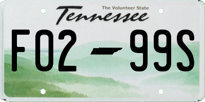 TN license plate F0299S