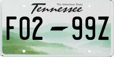 TN license plate F0299Z