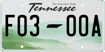 TN license plate F0300A