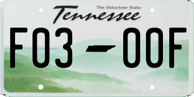 TN license plate F0300F