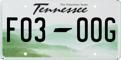 TN license plate F0300G