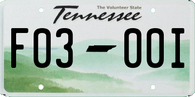 TN license plate F0300I