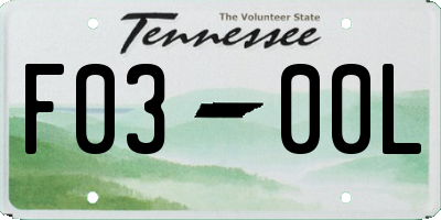 TN license plate F0300L