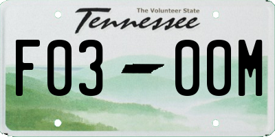 TN license plate F0300M