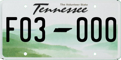 TN license plate F0300O