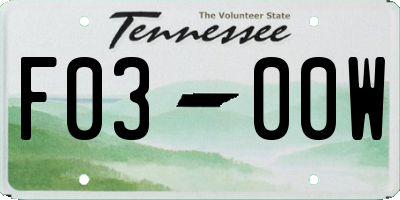 TN license plate F0300W