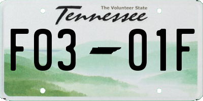 TN license plate F0301F