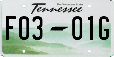 TN license plate F0301G