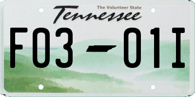 TN license plate F0301I