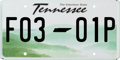 TN license plate F0301P
