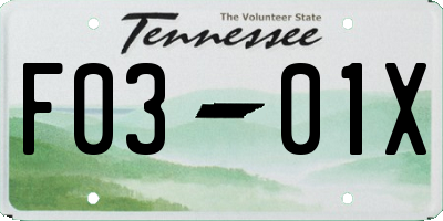 TN license plate F0301X