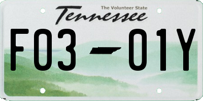 TN license plate F0301Y