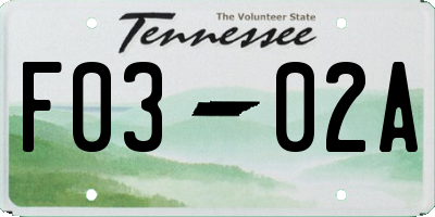 TN license plate F0302A