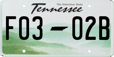 TN license plate F0302B