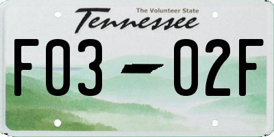 TN license plate F0302F