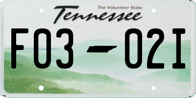 TN license plate F0302I