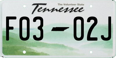 TN license plate F0302J