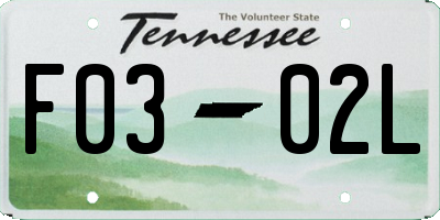 TN license plate F0302L