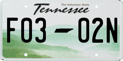 TN license plate F0302N