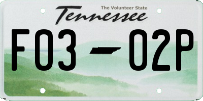 TN license plate F0302P