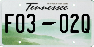 TN license plate F0302Q