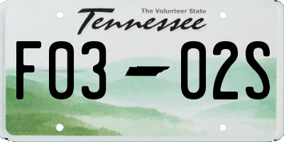 TN license plate F0302S