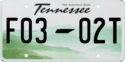 TN license plate F0302T