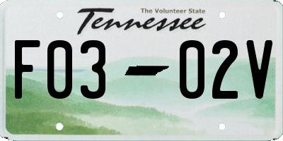 TN license plate F0302V