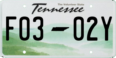 TN license plate F0302Y