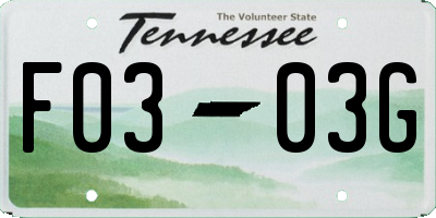 TN license plate F0303G