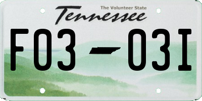 TN license plate F0303I