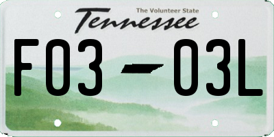 TN license plate F0303L