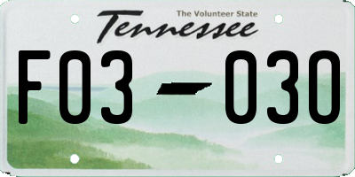 TN license plate F0303O