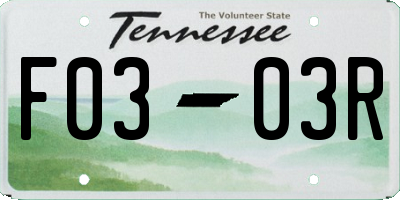 TN license plate F0303R