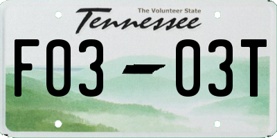 TN license plate F0303T