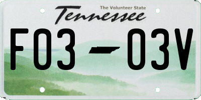 TN license plate F0303V