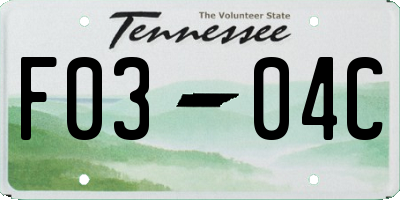TN license plate F0304C