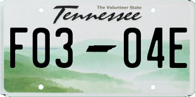 TN license plate F0304E