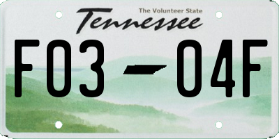 TN license plate F0304F