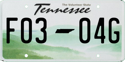 TN license plate F0304G