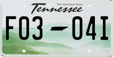 TN license plate F0304I